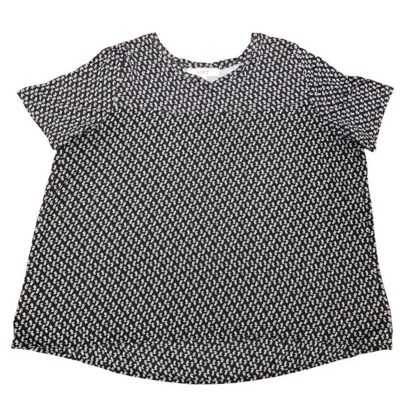 LOFT Tops - LOFT Black & White Printed Short Sleeve Blouse Women’s Large